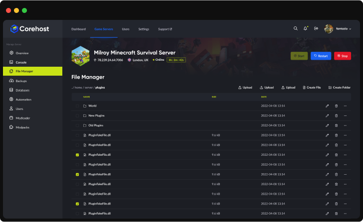 CorePanel file manager screenshot